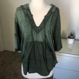 Nation LTD olive green hooded top w/ front pocket
